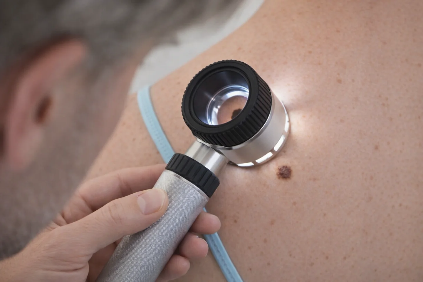 Dermatoskopie-Untersuchung eines Muttermals - Vestiderm Hautkrebsvorsorge Berlin